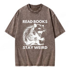 Read Books Stay Weird Unisex Washed T-shirt
