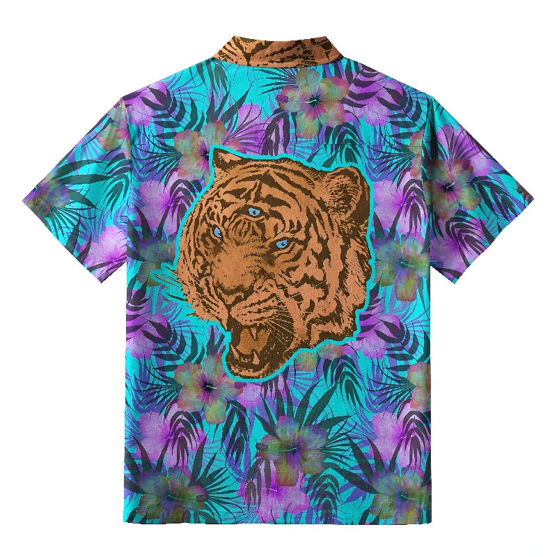 Retro Three-Eyed Tiger Button-up Shirt