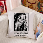 Stay Positive Skeleton Cushion Pillow