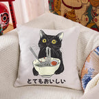 Cats Eat Ramen Noodles Cushion Pillow