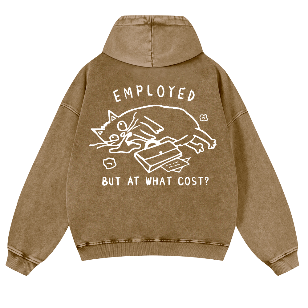 Cat Vintage Washed Cotton Back Art Hoodie