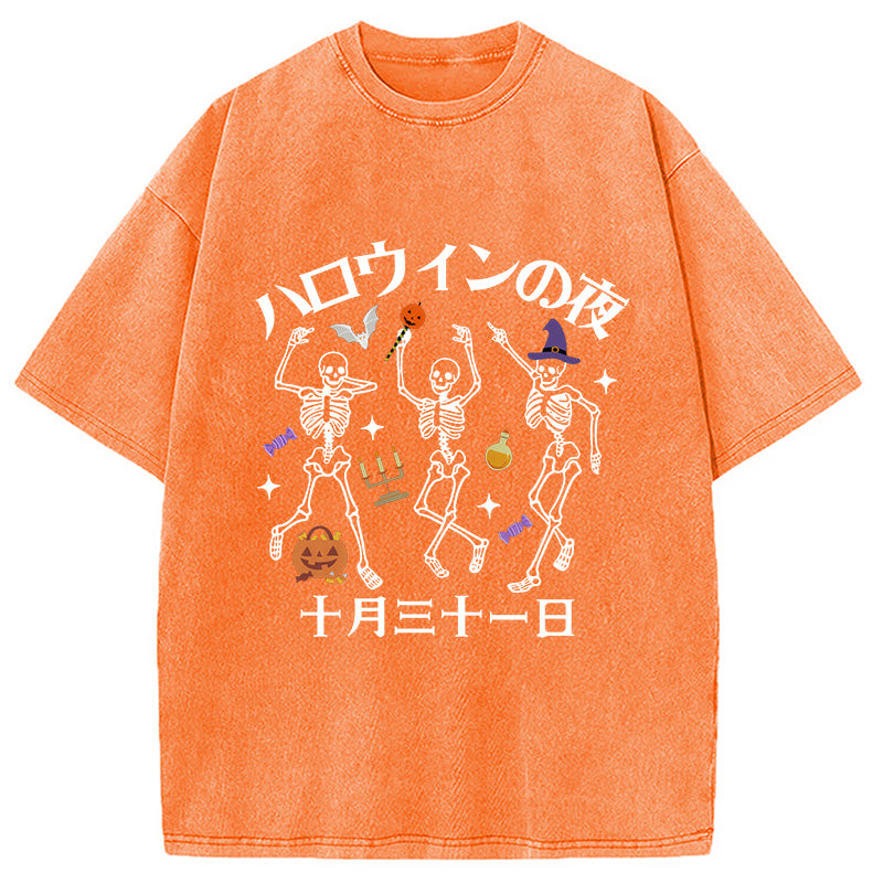 Happy Halloween Japanese Washed T-Shirt