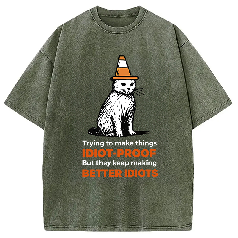 Stupid Cat Washed T-Shirt
