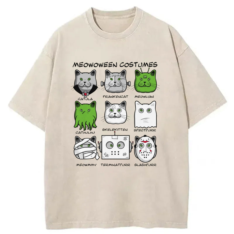Meowoween Costumes Washed T-Shirt