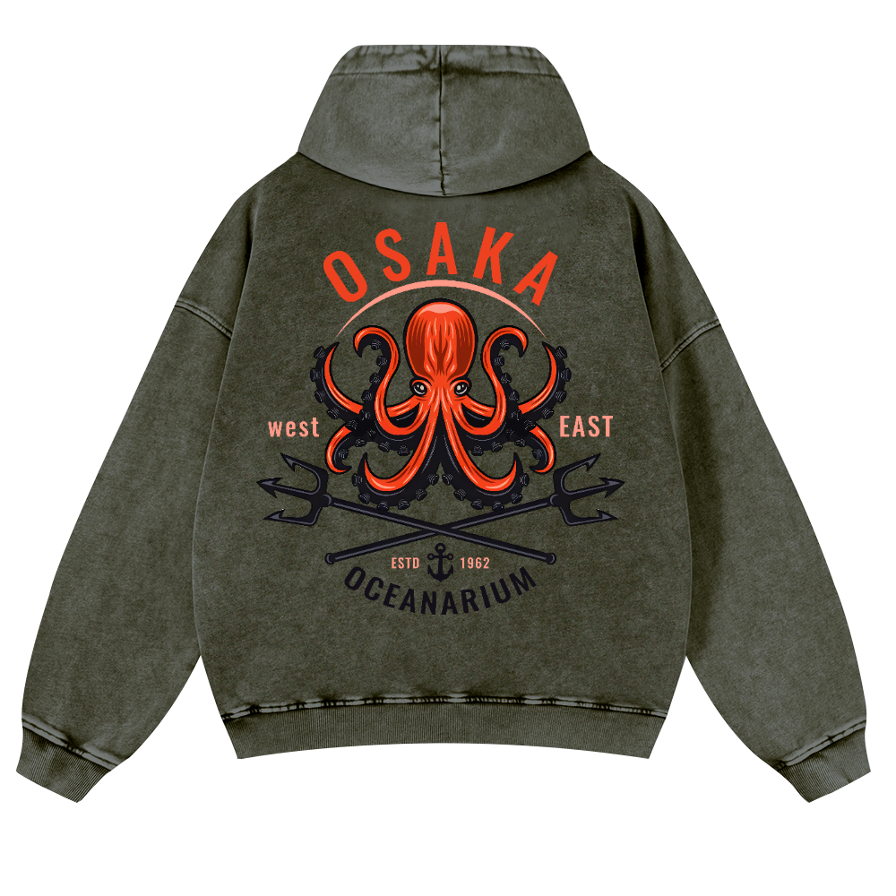 Osaka Octopus Vintage Washed Cotton Back Art Hoodie