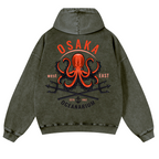 Osaka Octopus Vintage Washed Cotton Back Art Hoodie
