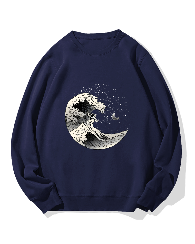 Astronaut surfing the waves Cotton Sweatshirt