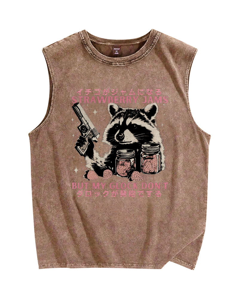 Strawberry Jam and Glock Vintage Distressed Washed Tank Top