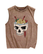 Skull Ramen Vintage Distressed Washed Tank Top