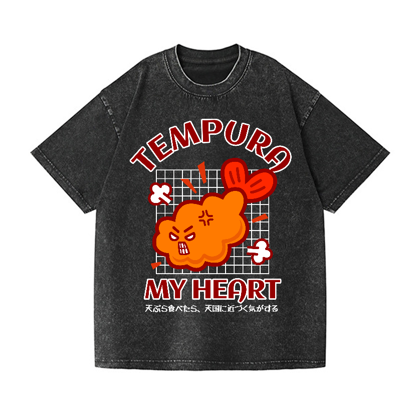 Tempura My Heart Vintage Wash Japanese Design T-Shirt