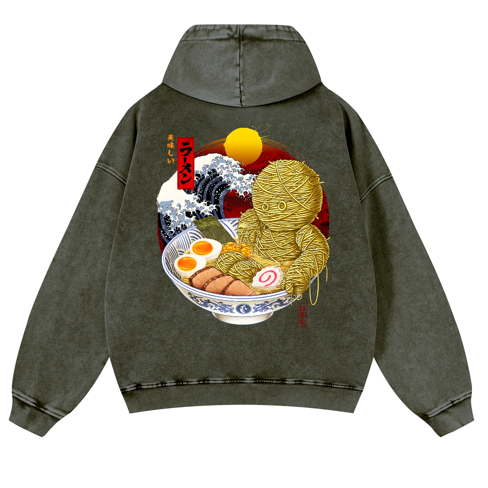 Ramen Yummy Vintage Washed Cotton Back Art Hoodie