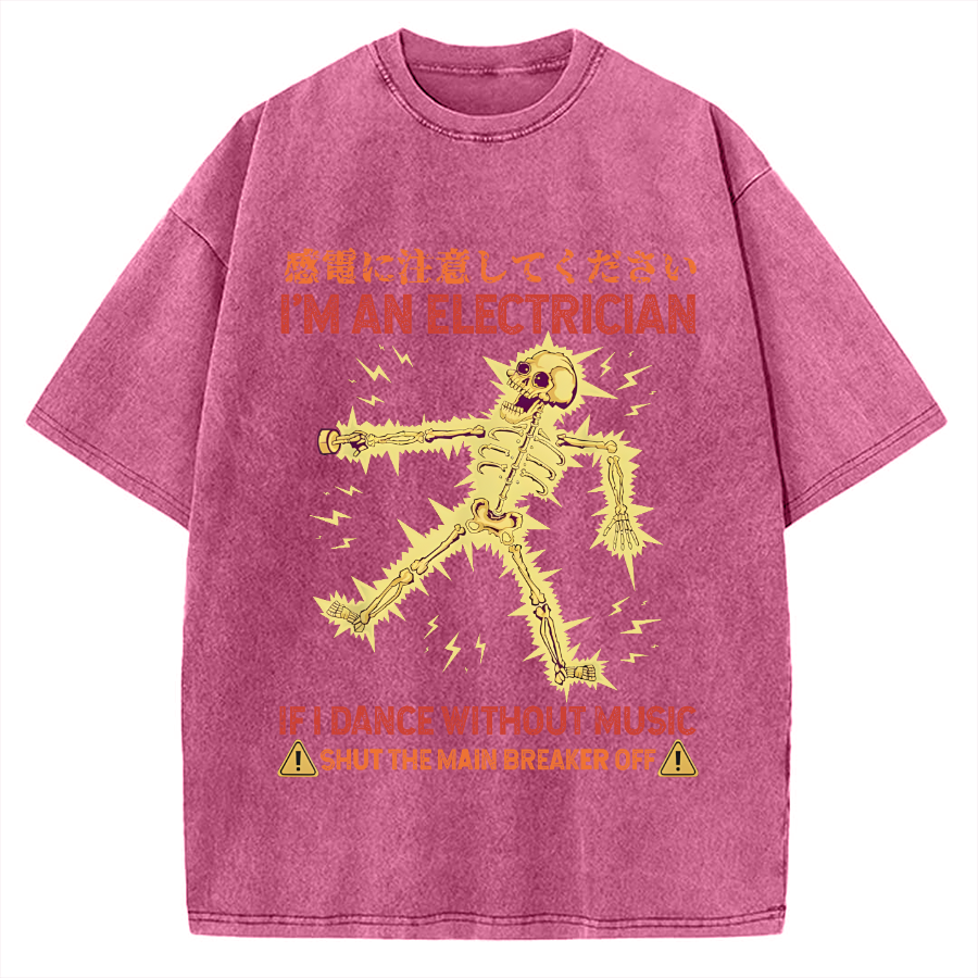 Electrician Dance Skeleton Vintage Washed T-shirt