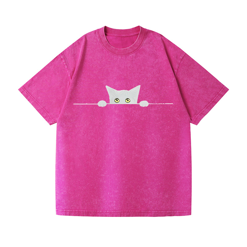 Black Cat Vintage Wash Japanese Design T-Shirt