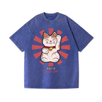 Lucky Cat Vintage Wash Japanese Design T-Shirt