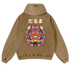 Daruma Vintage Washed Cotton Back Art Hoodie