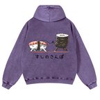 Sushi Vintage Washed Cotton Back Art Hoodie