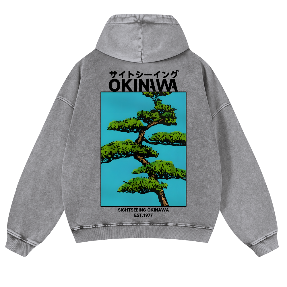 Okinawa Vintage Washed Cotton Back Art Hoodie