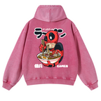 Ramen Hero Vintage Washed Cotton Back Art Hoodie