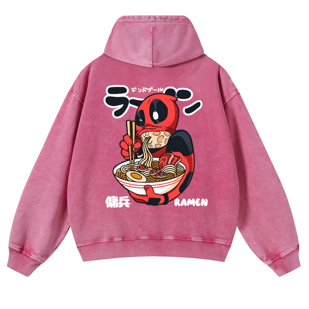 Ramen Hero Vintage Washed Cotton Back Art Hoodie