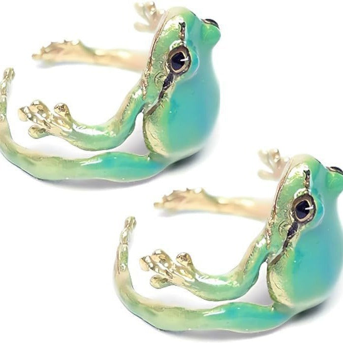 Green funny frog ring