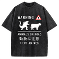 Animal On Road Vintage Washed T-shirt