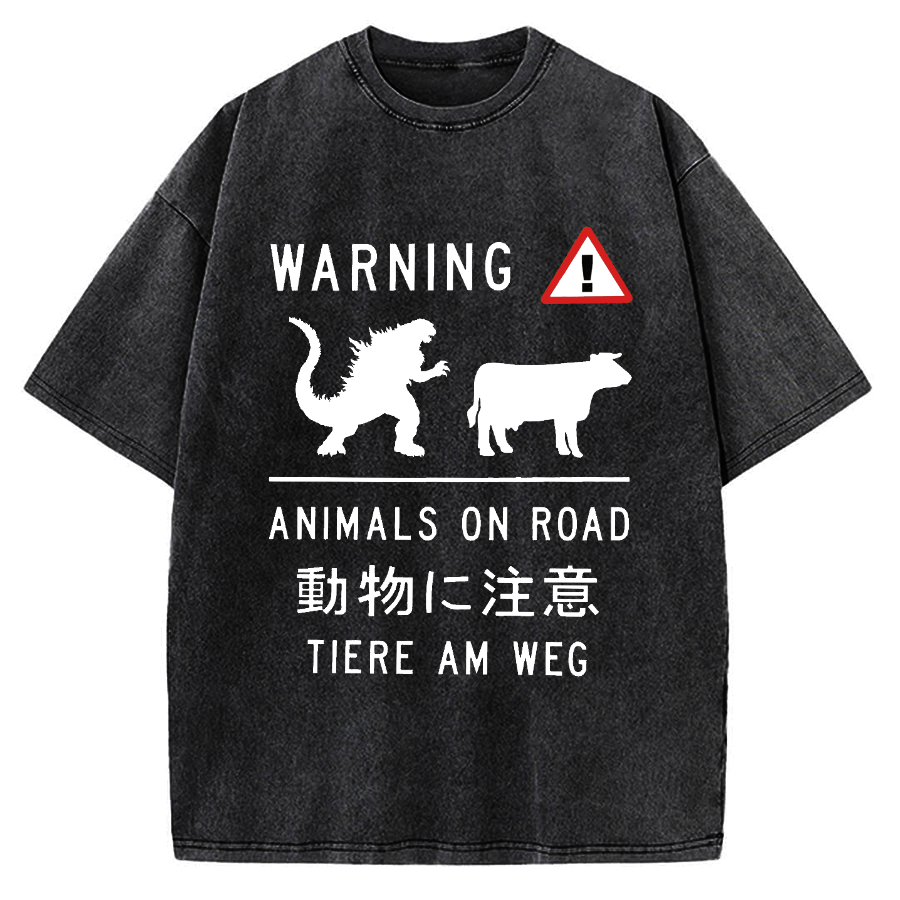 Animal On Road Vintage Washed T-shirt