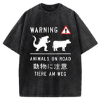 Animal On Road Vintage Washed T-shirt