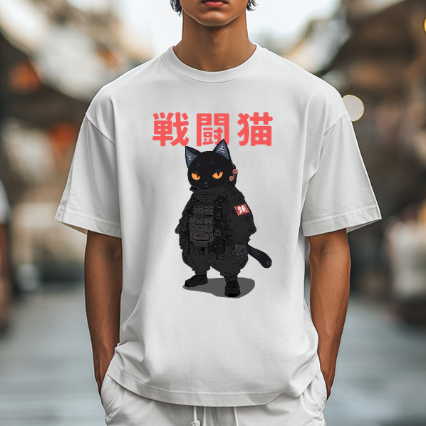 Battle Black Cat Japanese Style Classic Tee