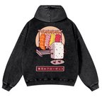 Sushi Vintage Washed Cotton Back Art Hoodie
