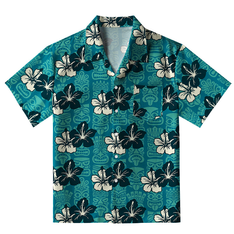 Floral Escape Teal Aloha Hawaiian Shirt