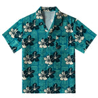 Floral Escape Teal Aloha Hawaiian Shirt