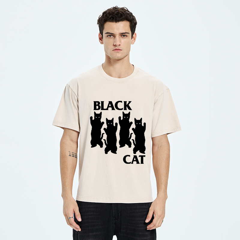 Four Black Cats Washed T-Shirt