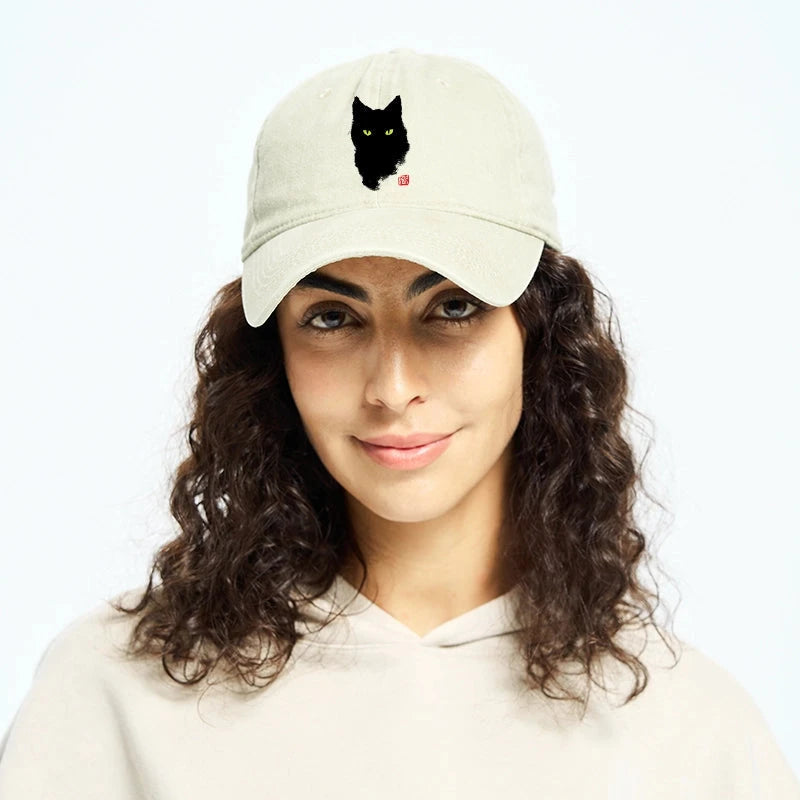 Cat Sharp Gaze Washed Cap