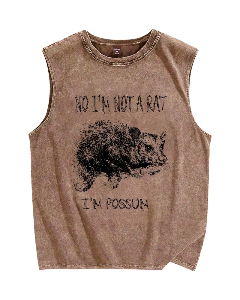 Possum Vintage Distressed Washed Tank Top