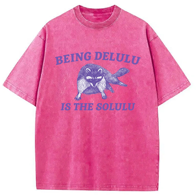 Funny Delusional Raccoon Washed T-Shirt