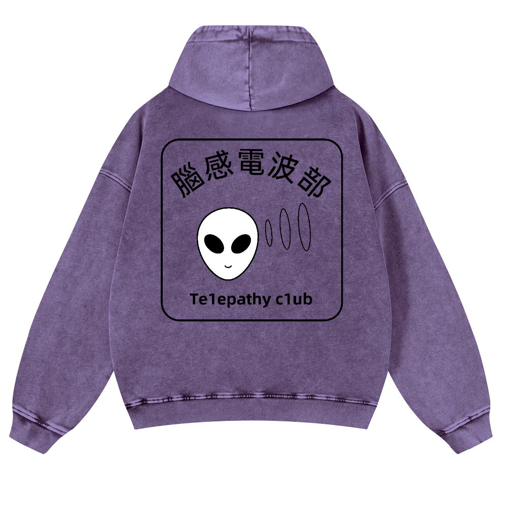 Telepathy Club Vintage Washed Cotton Back Art Hoodie