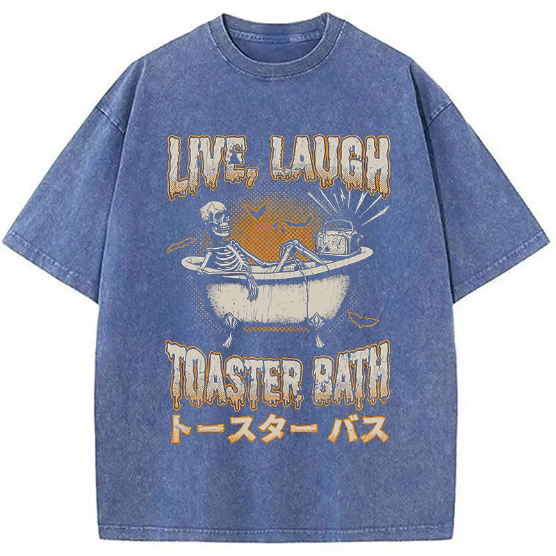 Skeleton Taking A Bath Washed T-Shirt
