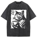 Comfortable Cat Washed T-Shirt