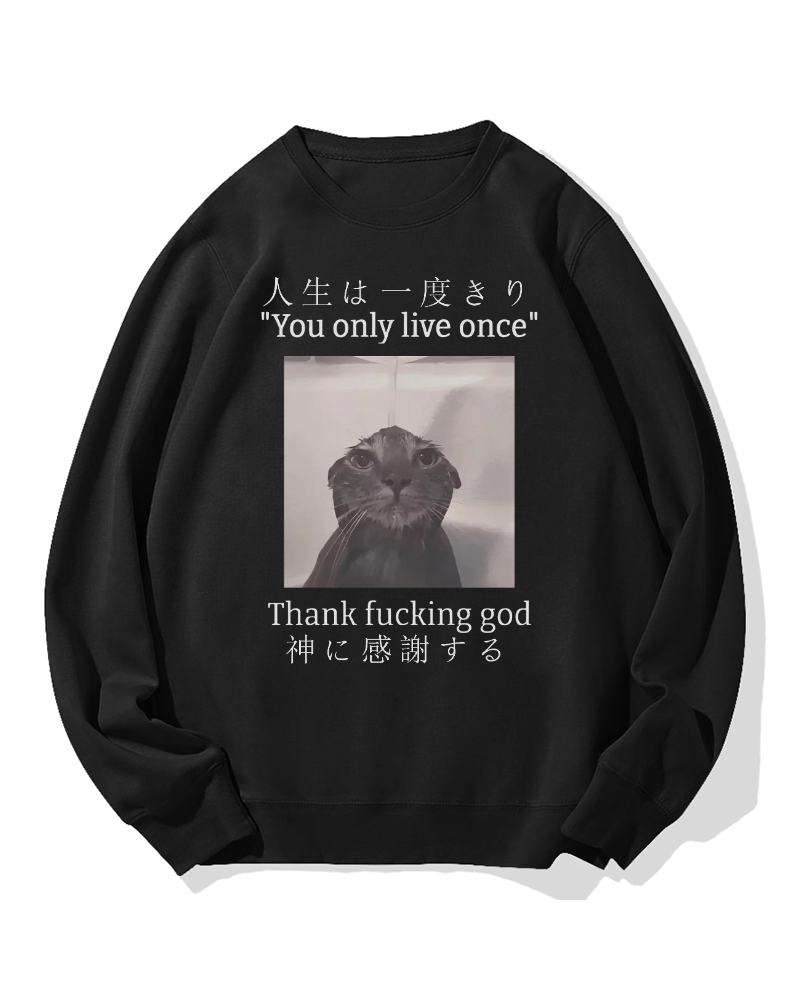 Funny Meme Cat Cotton Sweatshirt