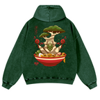 Bonsai Ramen Vintage Washed Cotton Back Art Hoodie