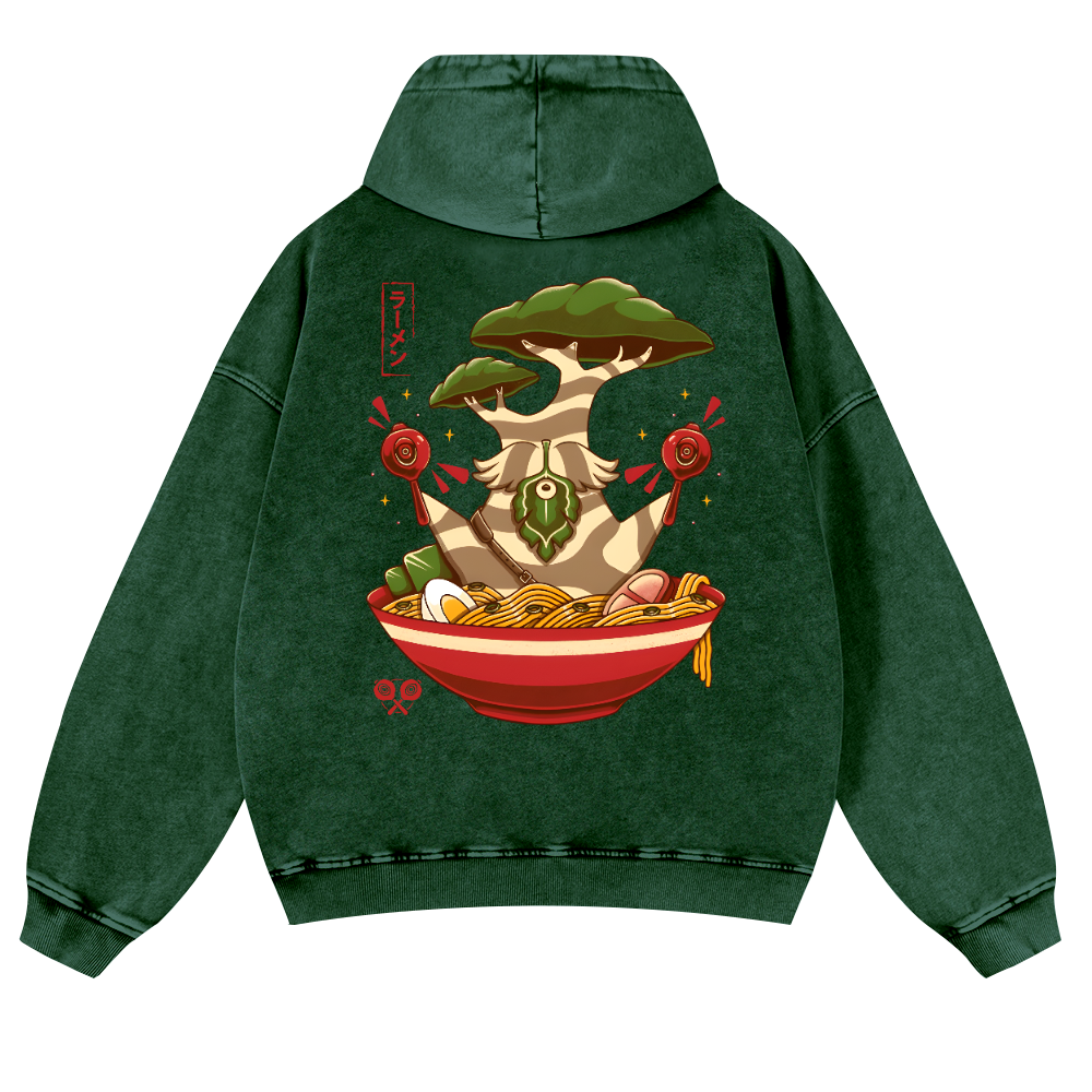 Bonsai Ramen Vintage Washed Cotton Back Art Hoodie