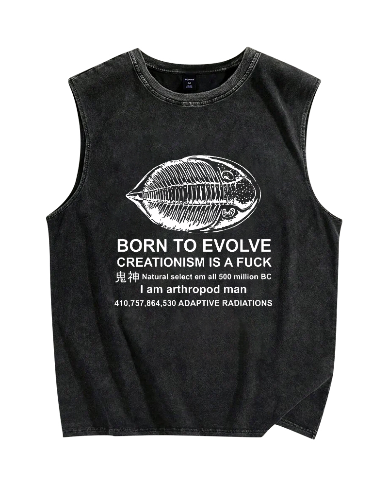 Born to Evolve Vintage Distressed Washed Tank Top