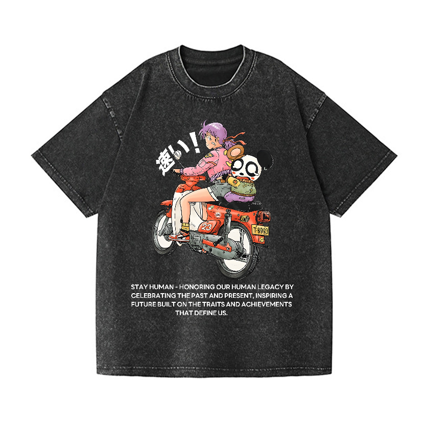 Motorcycle Vintage Wash Japanese Design T-Shirt