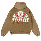 Baseball Vintage Washed Cotton Back Art Hoodie