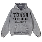Tokyo Shinjuku intage Washed Thick Cotton Hoodie