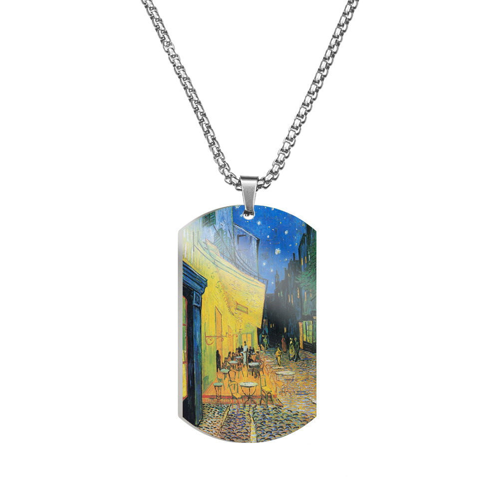 Van Gogh Art Stainless Steel Dog Tag Necklace
