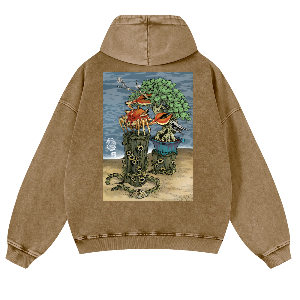 Bonsai Vintage Washed Cotton Back Art Hoodie
