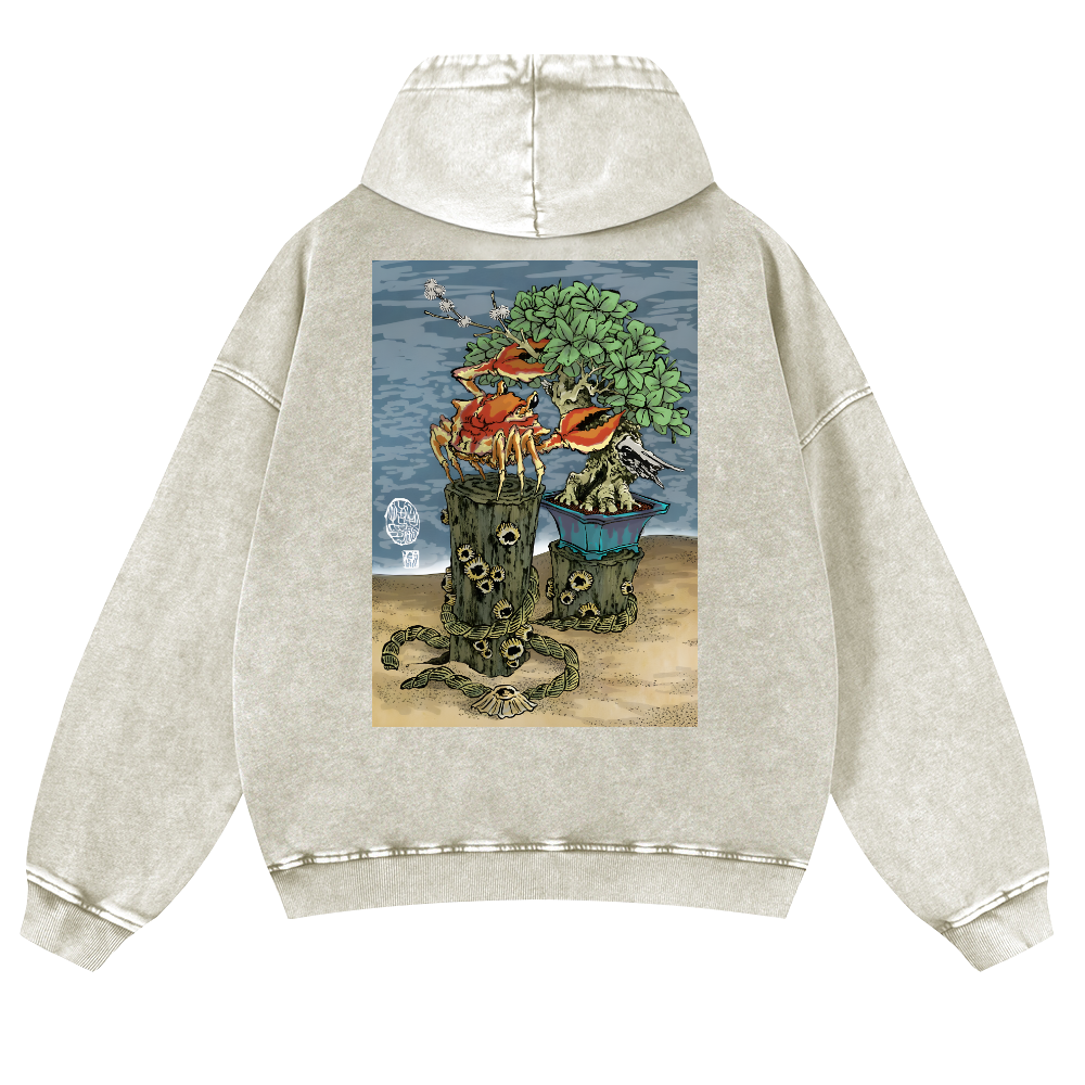 Bonsai Vintage Washed Cotton Back Art Hoodie