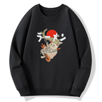 Lamian Noodles and Cat Art Cotton Pullover Sweatshirt