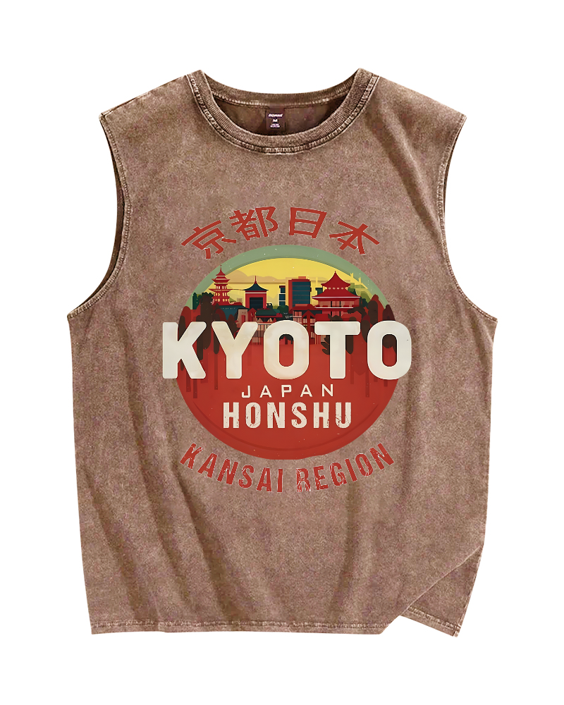 Kyoto, Japan Vintage Distressed Washed Tank Top